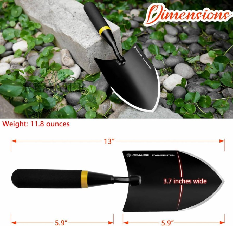 Snow Removal Tools Kemaier | Kemaier Heavy-Duty Trowel Garden Tool, Stainless Steel Serrated Hand Shovel For Effortless Digging, Weed Control, And Precise Bulb Planting