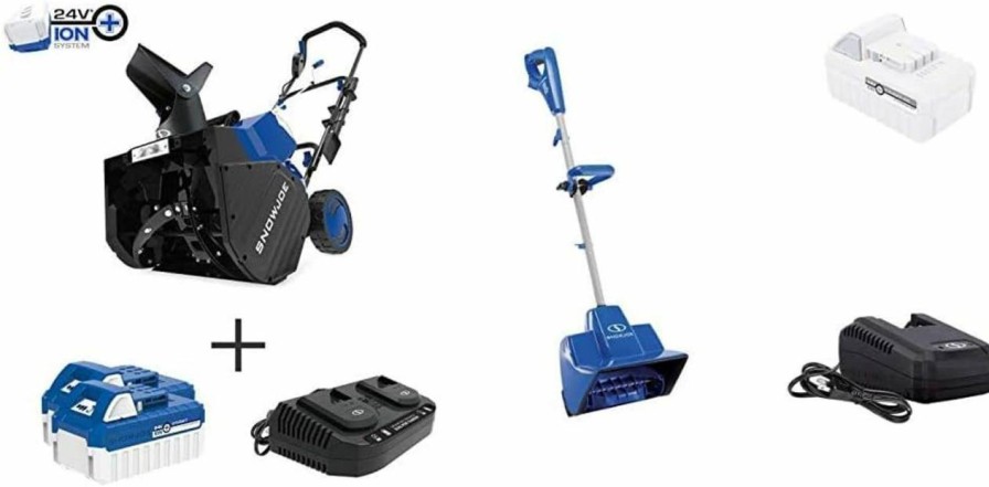 Snow Removal Tools Snow Joe | Snow Joe 24V-X2-Sb18 18-Inch, 48-Volt Ion+ Cordless Snow Blower Kit (W/ 2 X 4.0-Ah Batteries + Charger) & 24V-Ss11-Xr 24-Volt 11-Inch 5-Ah Cordless Snow Shovel, Kit (W/5-Ah Battery + Quick Charger)