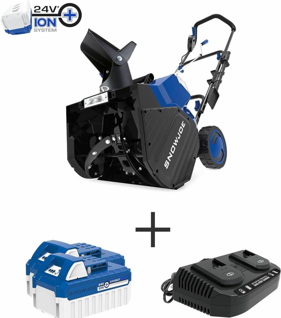 Snow Removal Tools Snow Joe | Snow Joe 24V-X2-Sb18 18-Inch, 48-Volt Ion+ Cordless Snow Blower Kit (W/ 2 X 4.0-Ah Batteries + Charger) & 24V-Ss11-Xr 24-Volt 11-Inch 5-Ah Cordless Snow Shovel, Kit (W/5-Ah Battery + Quick Charger)