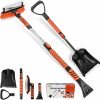 Snow Removal Tools TIROL | 42'' Ice Scraper And Extendable Snow Brush Emergency Snow Shovel Snow Broom With Foam Grip 180 Pivoting Brush Head Snow Scraper For Cars, Trucks, Suvs, Vehicle