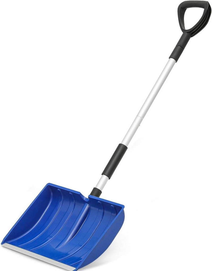 Snow Removal Tools MoNiBloom | Monibloom Snow Shovel 16 Inch X 12 Inch Blade With Aluminum Edge, 48 Inch Detachable D-Grip Handle, Wide Snow Shovel For Doorway Sidewalk And Deck