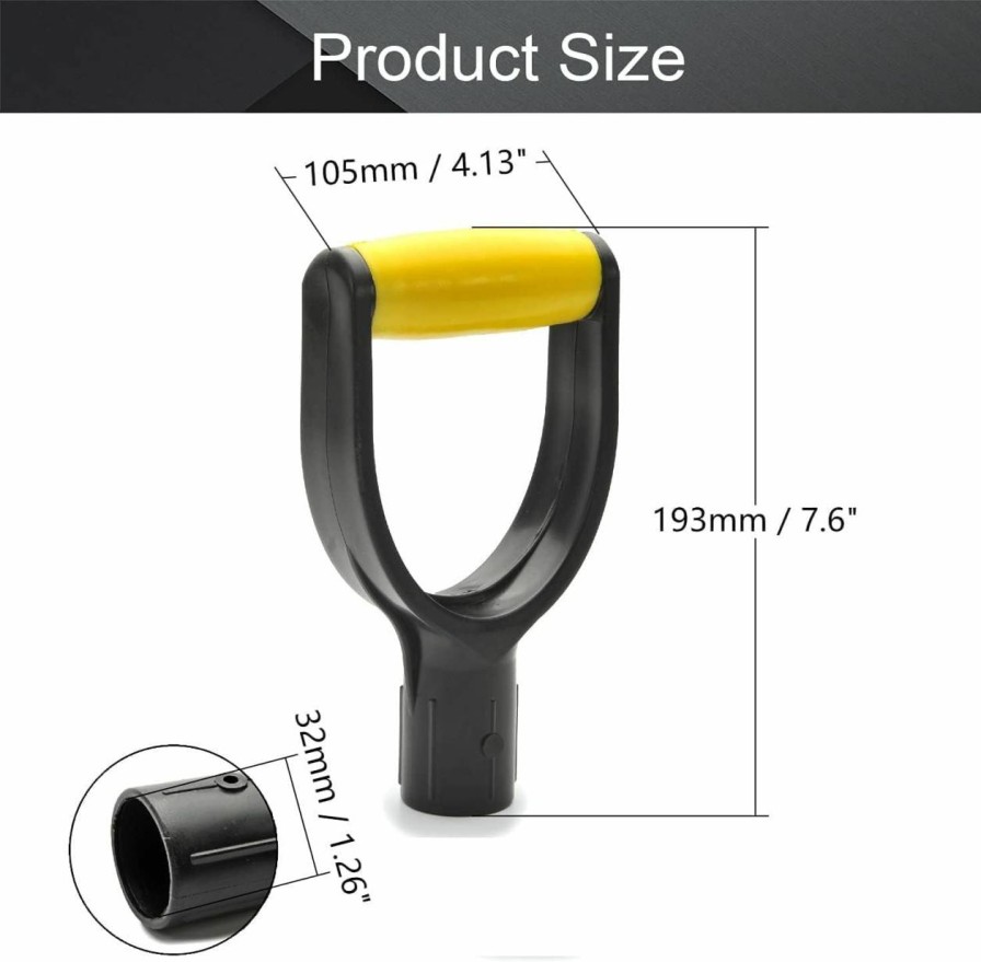 Snow Removal Tools Hegebeck | Hegebeck Shovel D Grip Handle Spade Pvc Snow Shovel Replacement 32Mm Inner Diameter For Digging Raking Tool Yellow-Black 2 Pcs