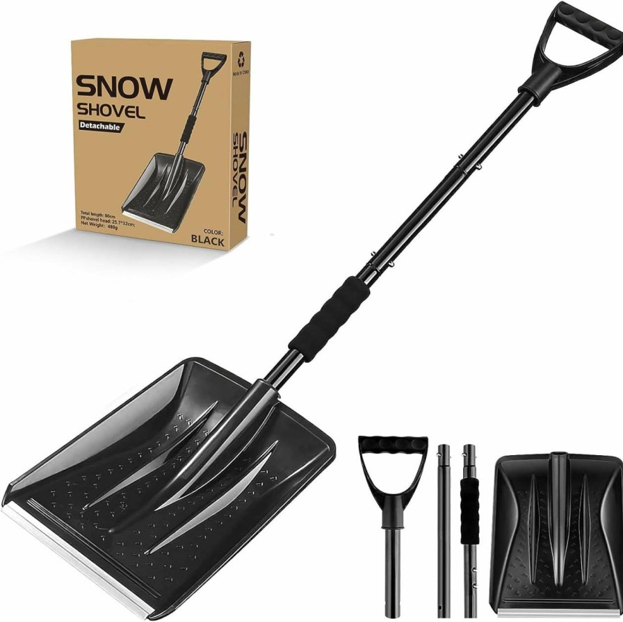 Snow Removal Tools PLACHIDAY | Plachiday Emergency Snow Shovel, Snow Shovel For Car Lightweight Portable Sport Utility Detachable Shovel For Driveway Car Emergency Home Garden Camping Beach