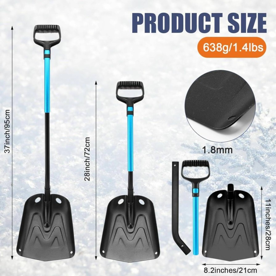 Snow Removal Tools Gisafai | Gisafai 6 Pack Emergency Snow Shovel For Car 28'' To 37'' Extendable Snow Shovel Dual Use Multifunctional Snow Shovel And Hoe Digging Shovel Aluminum Snow Shovel Bulk For Camping, Skiing, Snowmobiles