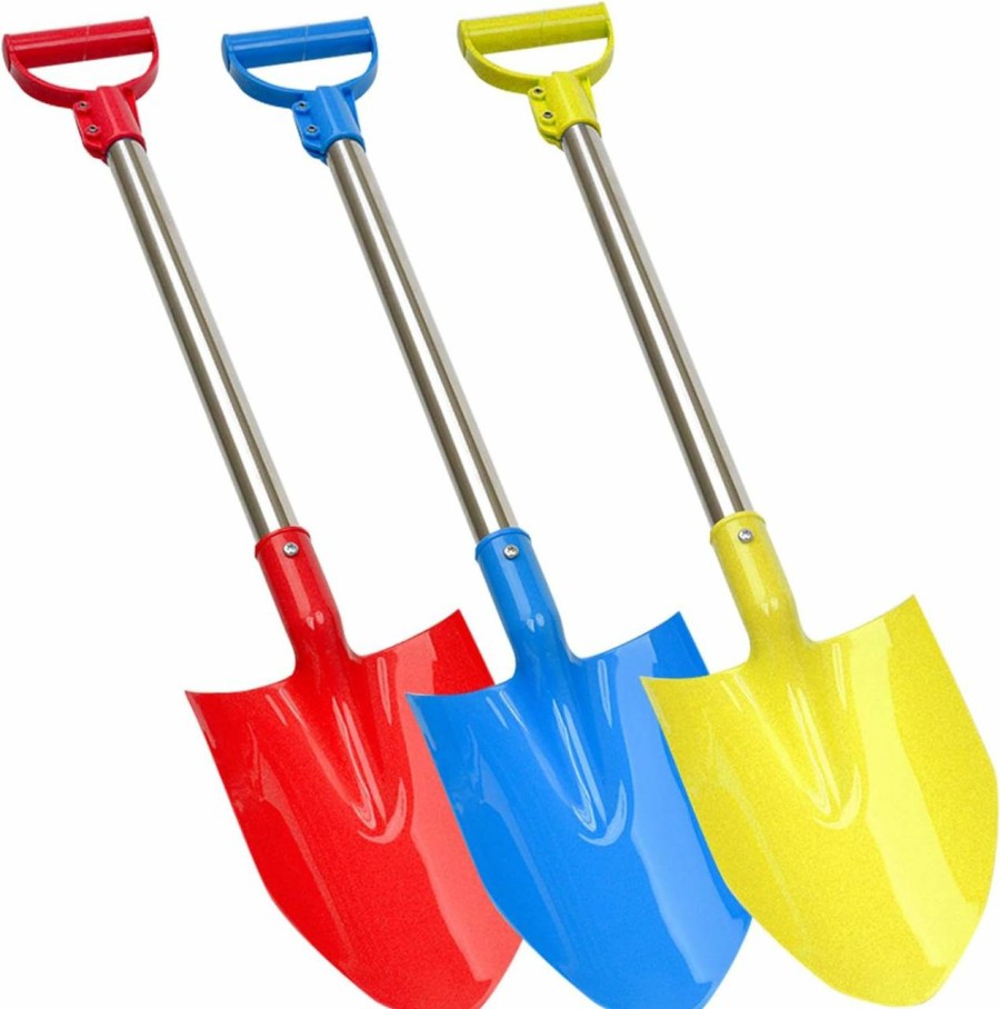 Snow Removal Tools Greeily | Beach Shovels For Kids, 28 Inch Long Sand Shovels Gardening Tools Snow Shovel Durable Stainless Steel Handle Abs Plastic Spade For Digging Sand Shoveling Snow Fun Gift Set.