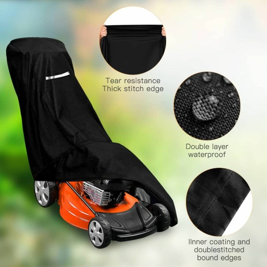 Snow Removal Tools Viadom | Outdoors Lawn Mower Cover - Heavy Duty 420D Polyester Oxford Lawn Mower Covers Waterproof Rip-Proof Uv Dust Outdoor Protection Universal Fit Lawnmower Covers With Drawstring & Cover Storage Bag, Black