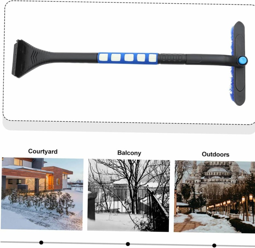 Snow Removal Tools Kisangel | Kisangel 1Pc Snow Shovel Car Ice Scraper Winter Shovel Windshield Ice Scraper Ice Scraper For Car Snow Blower Shovel Telescoping Snow Broom Wide Shovel Alloy Deicing Shovel Multipurpose