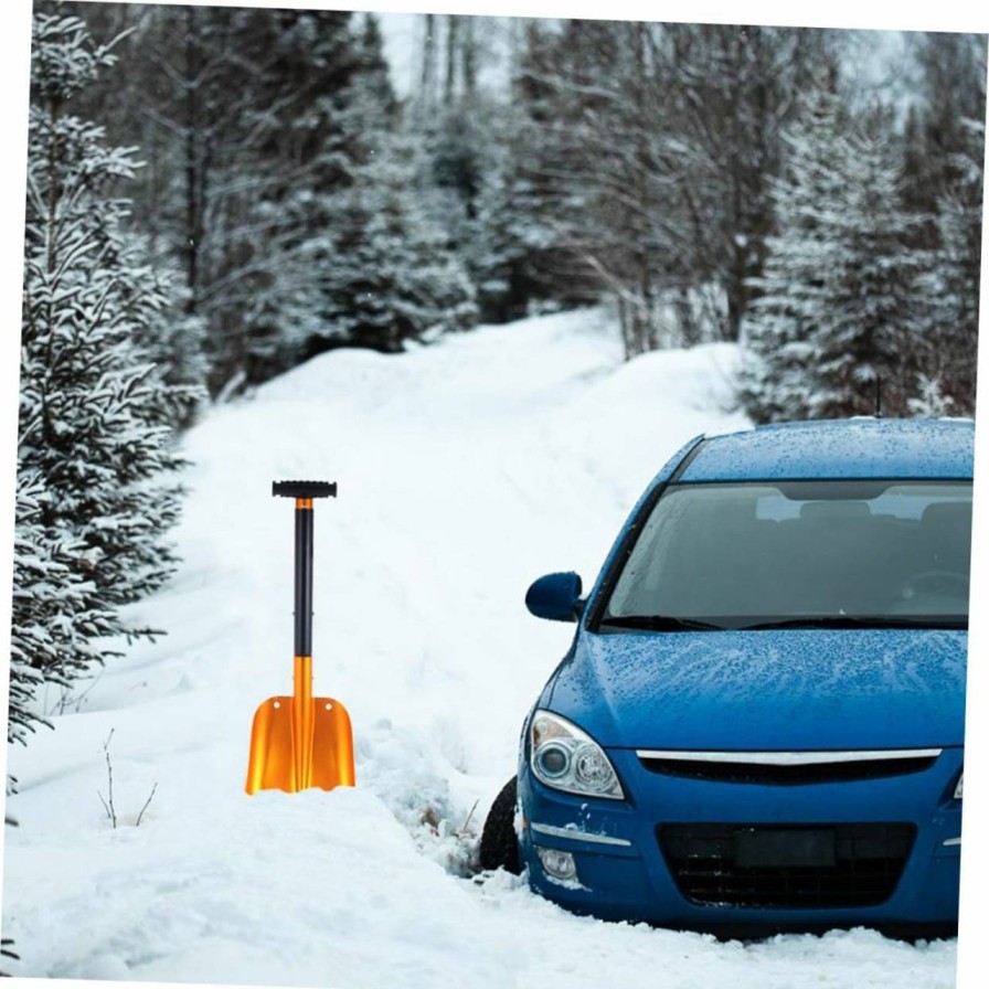 Snow Removal Tools Happyyami | Happyyami Snow Shovel Collapsible Shovel For Car Metal Pooper Scooper Auto Snow Removal Shovel Digging Tools Bigger Spade Shovel Snow Scraper Aluminum Alloy Automatic Outdoor Shovel Travel