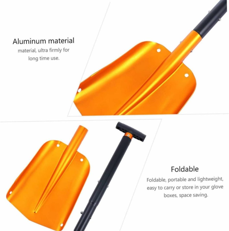 Snow Removal Tools Toddmomy | Toddmomy Snow Shovel Folding Camping Shovel Aluminum Utility Shovel Collapsible Shovel For Car Heavy Duty Survival Shovel Tool Car Tools Off-Road Aluminum Alloy Auto Accessories Travel