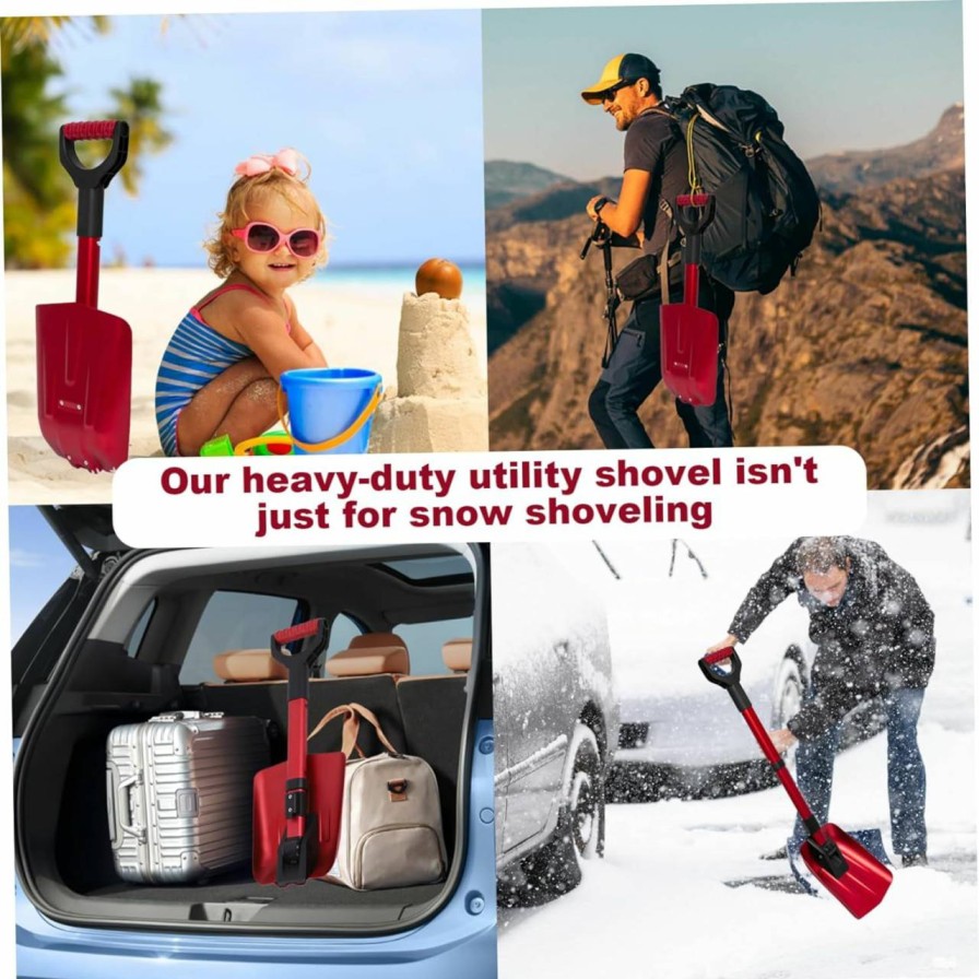 Snow Removal Tools KUYYFDS | 1Pc Snow Shovel For Car 23-34 Inch Extendable Folding Shovel, Sturdy Aluminum Alloy Portable Camping Shovel For Off Road, Gardening, Beach, Digging Sand