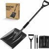 Snow Removal Tools PLACHIDAY | Snow Shovel For Car Driveway, Lightweight Aluminum Portable Snow Shovel With D Shape Handle Heavy Duty Snow Removal Shovel For Home Garden(Black)