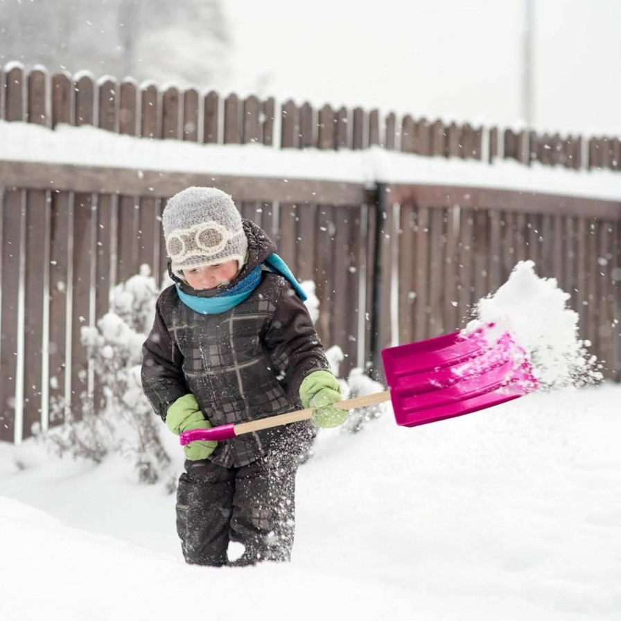 Snow Removal Tools ERA Group | Era Kids Snow Shovel With Steel Shaft— Colorful Scoop For Chores And Winter Activites, Red