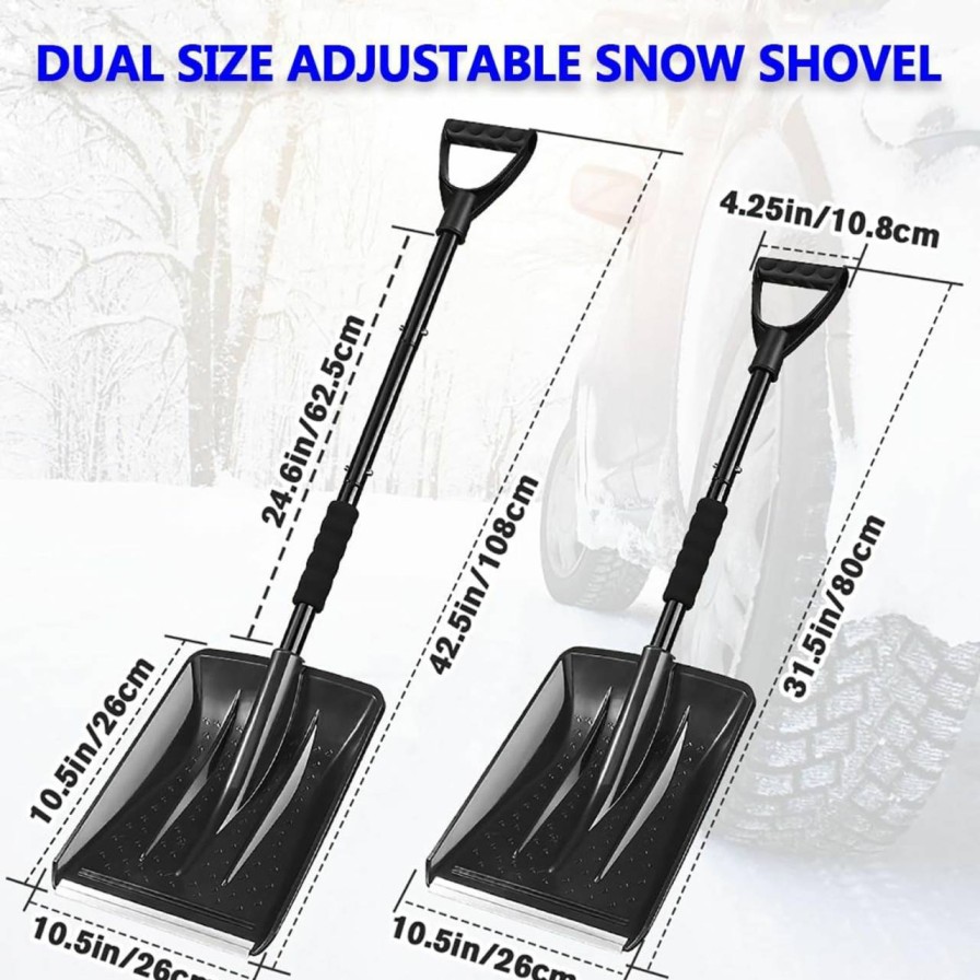 Snow Removal Tools ztarraum | Snow Shovel With D-Grip Handle, 2024 New Upgrade Lightweight Aluminum Snow Shovel, Portable And Detachable Snow Shovel, Perfect For Garden, Camping, Car, Snowman Playing And Emergency