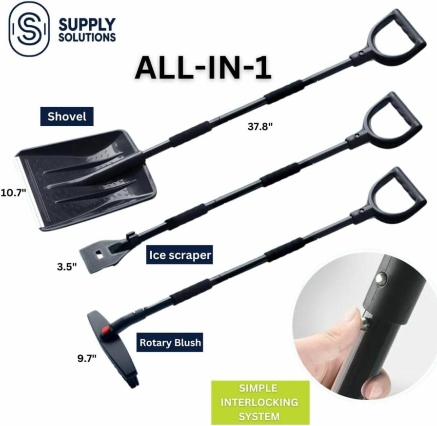 Snow Removal Tools Supply Solutions | Supply Solutions Snow Shovel Ice Scraper Snow Brush For Suv - Lightweight Durable Collapsible Snow Remover For Car - For Emergency 360 Brush - Car Snow Brush Extendable