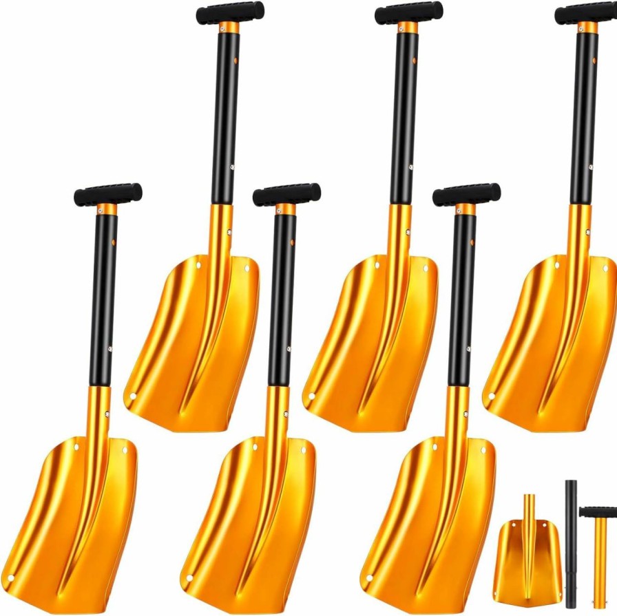 Snow Removal Tools Lasnten | Lasnten 6 Pcs 33\" Folding Snow Shovel For Car, Portable Telescopic Snow Scoop Shovel, Emergency Aluminum Shovel For Digging, Camping, Skiing, Snowmobiles, Snow Camping