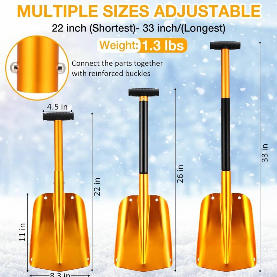 Snow Removal Tools Lasnten | Lasnten 6 Pcs 33\" Folding Snow Shovel For Car, Portable Telescopic Snow Scoop Shovel, Emergency Aluminum Shovel For Digging, Camping, Skiing, Snowmobiles, Snow Camping