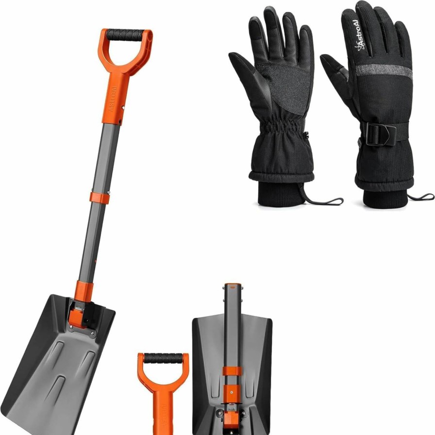 Snow Removal Tools AstroAI | Astroai 39" Folding Snow Shovel For Car Grey