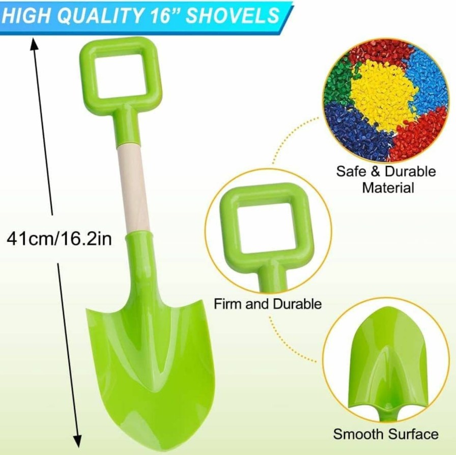 Snow Removal Tools LNCOJOLM | Long Shovel Sand Snow Spades Wood Handle, Sandbox Toys For Kids, Christmas Snowman Prop, Garden Backyard Planting Tools Kit Sturdy Scoop For Digging, Durable Abs Plastic Spade For Winter - 2 Pack