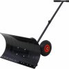 Snow Removal Tools BESTTOONE | Snow Shovel With Wheels, 29" Heavy Duty Snow Pusher, Metal Snow Shovels Snow Plow Shovel With Angle & Height Adjustable Padded Handle For Driveway Snow Removal Doorway Sidewalk Deck