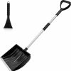 Snow Removal Tools Hmseng | Snow Shovel For Driveway, Ergonomic Snow Shovel With Durable Aluminum Edge Blade,Large Portable Lightweight Emergency Car Snow Shovels For Garden, Camping, Car And Other Outdoor Activities-Black