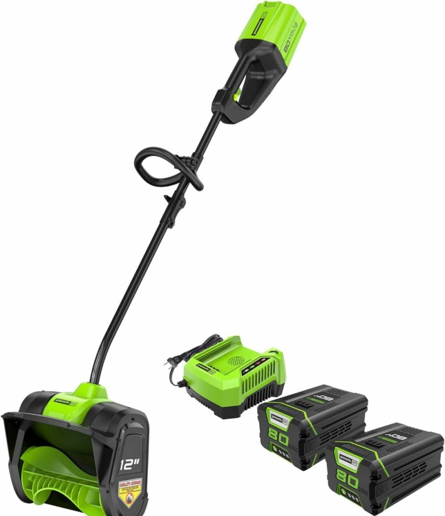 Snow Removal Tools Greenworks | Greenworks Pro 80V 12-Inch Cordless Snow Shovel, 2.0 Ah Battery Included, 2600602 With Greenworks Pro 80V 4Ah Lithium Ion Battery Gba80400