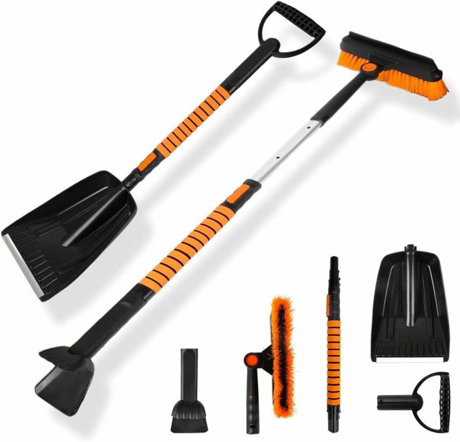 Snow Removal Tools AMESEDAK | 5 In1 Snow Shovel Brush Removal Tools, 42'' Ice Scraper For Car Windshield, Retractable Car Snow Shovel For Car Suv Truck, Car Snow Brush & Ice Scraper With Storage Bag