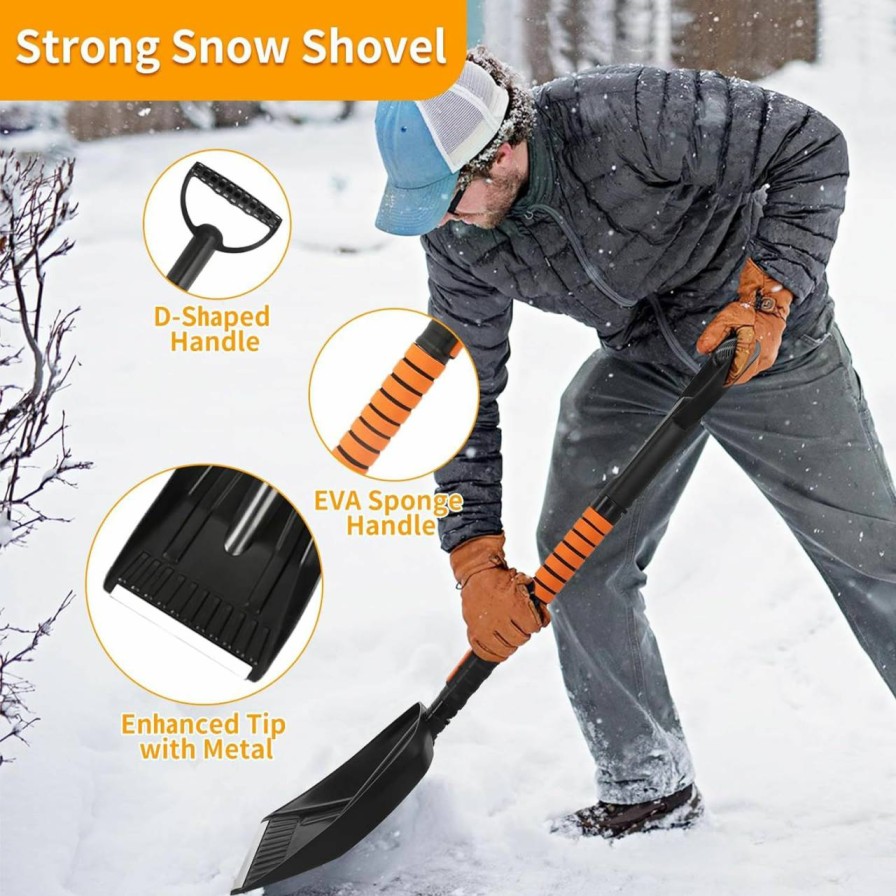 Snow Removal Tools AMESEDAK | 5 In1 Snow Shovel Brush Removal Tools, 42'' Ice Scraper For Car Windshield, Retractable Car Snow Shovel For Car Suv Truck, Car Snow Brush & Ice Scraper With Storage Bag