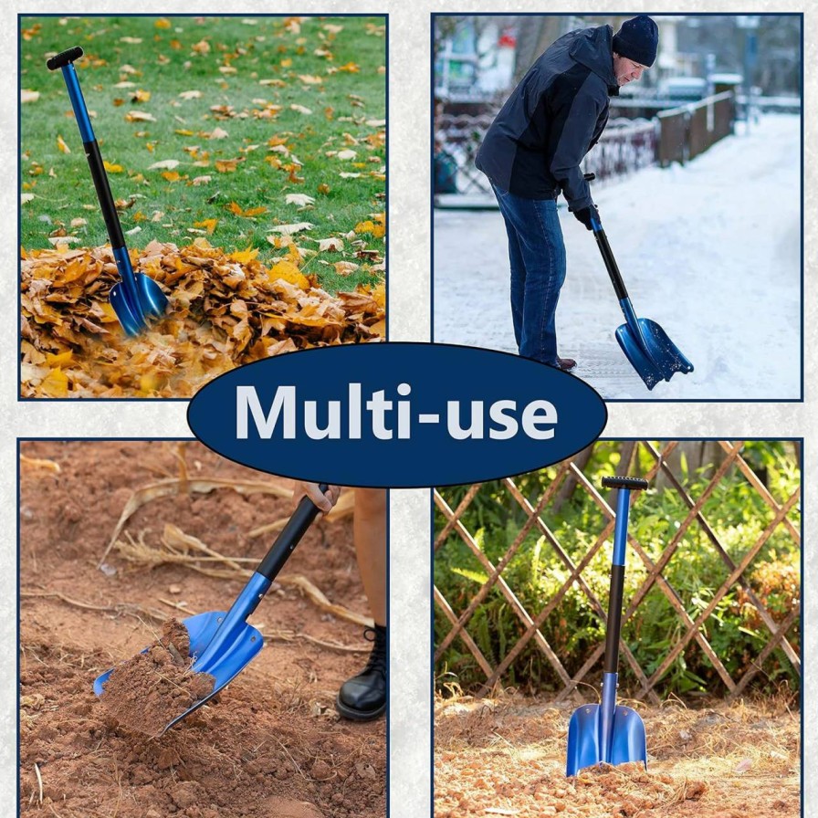 Snow Removal Tools Gardenised | Lightweight Extendable Aluminum Telescoping Compact Utility Snow Shovel, Blue (Set Of 2)